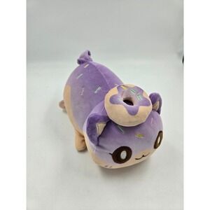 Kawaii Aphmau 12" Donut Cat Plush Toy Purple Stuffed Animal Cute Novelty Gift